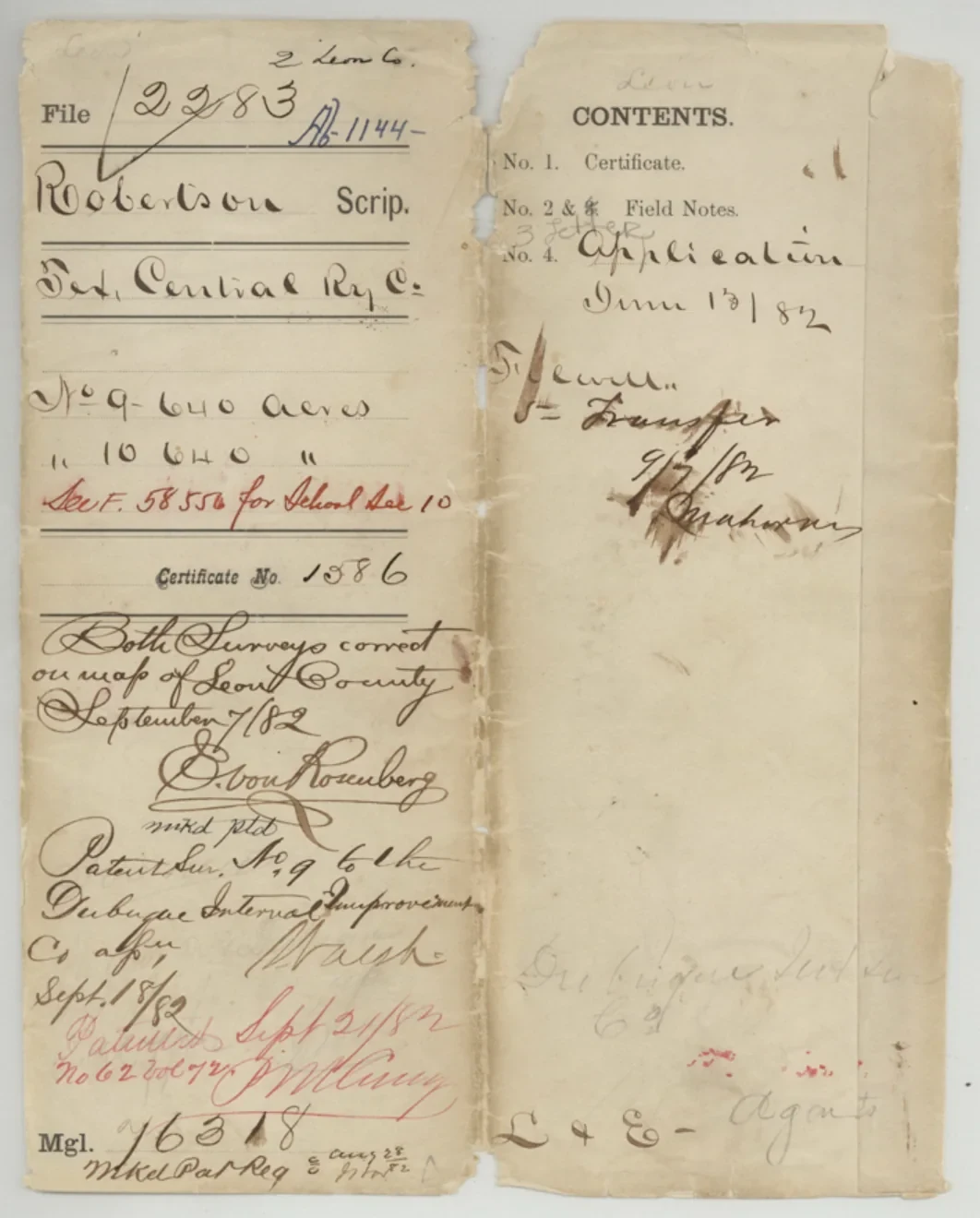 General Land Office Patent & Survey File Wrapper for T.C.R.R. Survey, A-1146